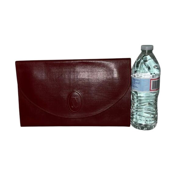 Cartier Vintage Bordeaux Red Leather Clutch Bag W/ Card & Dust bag - Picture 12 of 13